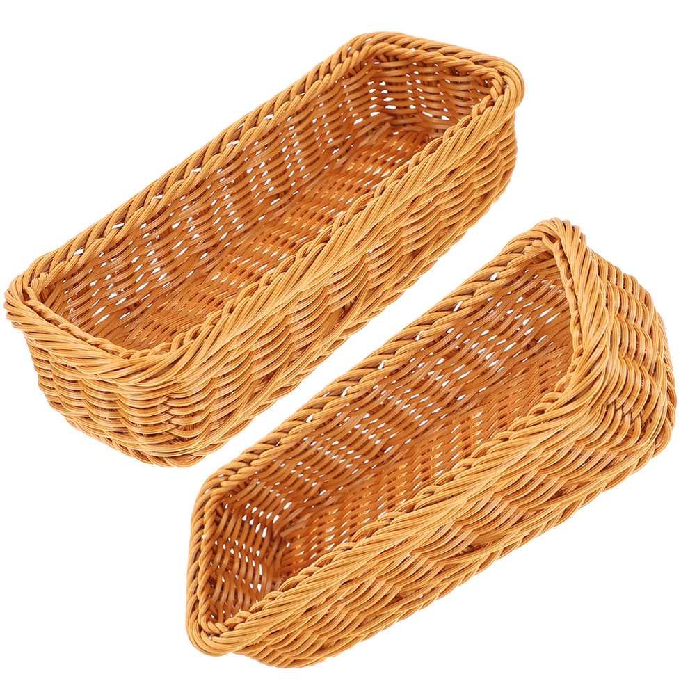 

2pcs Seasoning Jar Storage Box Cutlery Basket Woven Kitchen Silverware Organizer Household Tabletop Sundry Plastic Durability