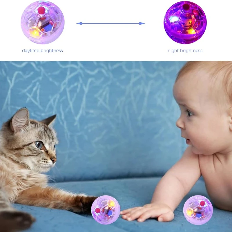 Cat Transparent Glowing Ball Toy Flashing Interactive LED Touch Activated Glowing Ball Suitable Kitten Puppy Running Exercise