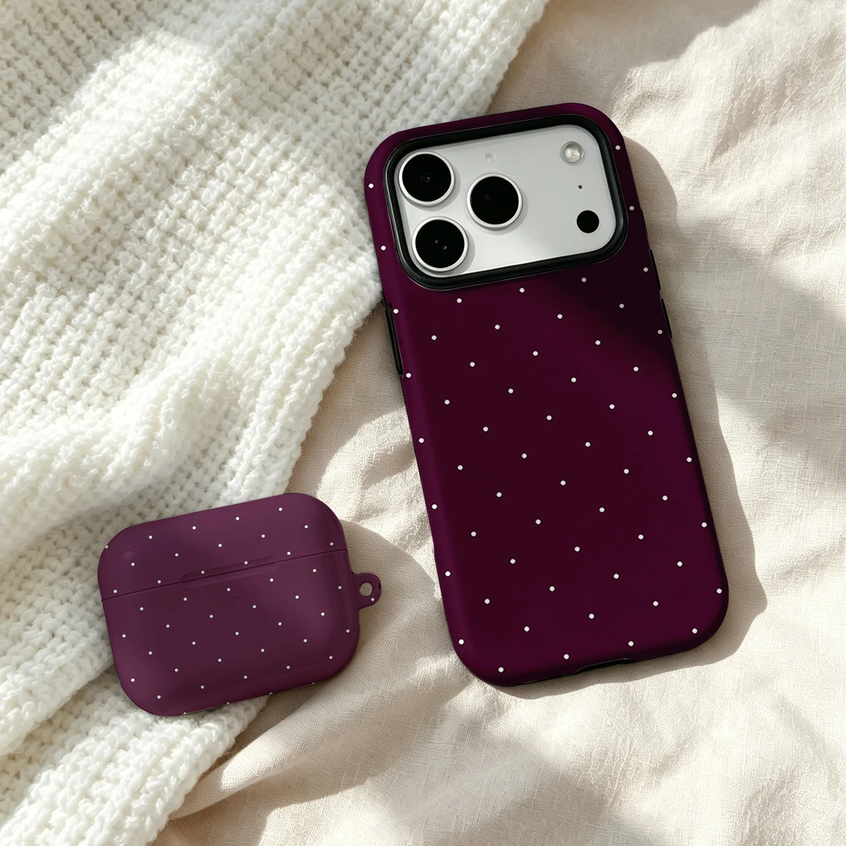 2 in 1 Deep Purple White Dots For MagSafe Phone Case For iPhone 18 PRO 17 16 15 14 Plus 13 12 Pro Max AirPods 1 2 3 Pro Cover - view 6