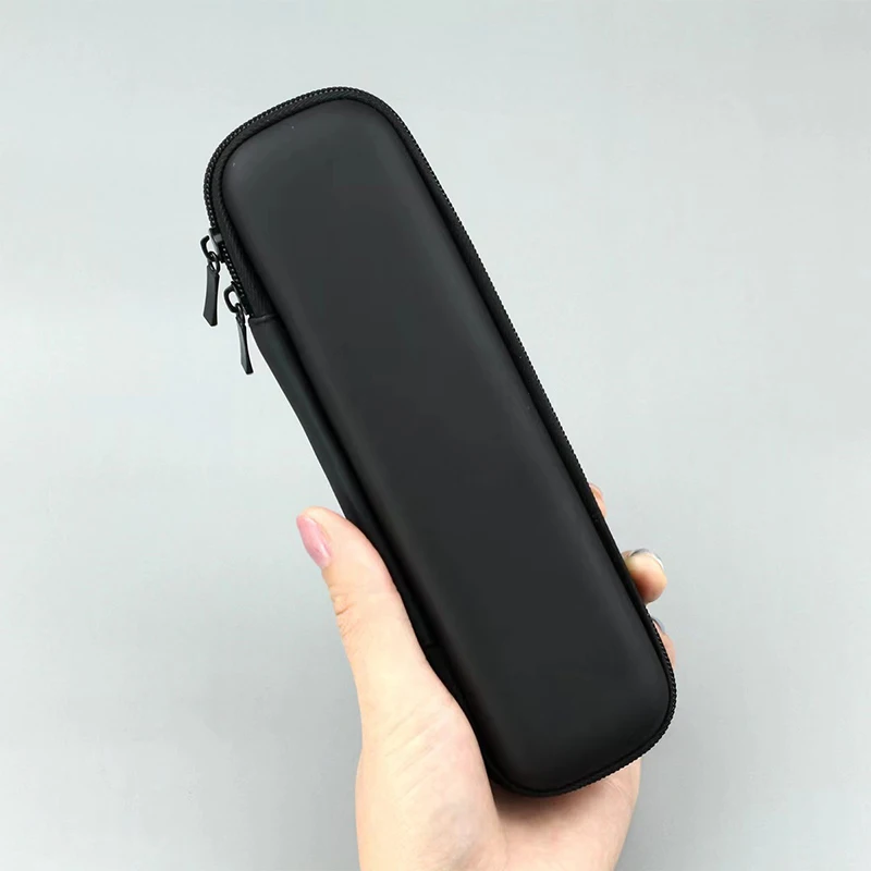 1PC Women Makeup Brush Case Pure Black Small Cosmetic Bag Lipstick Pen Organizer Beauty Tool Storage Box Zipper Long Strip Pouch