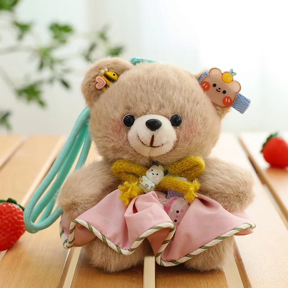 

Multi-color Plush Doll Hanging Pendant Cartoon Rabbit Bear with Wrist Lanyard Cartoon Animal Pendant Hairy Bag Ornament