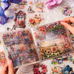 30 pcs Mountain flower butterfly cut film sticker sticker book PET sticker sticker book hand made Collage material