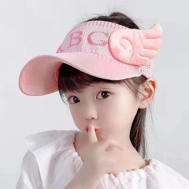 Summer Children's Sun Hat Cute Wings Girls Sunscreen Cap Elasticity Princess Peaked Cap Breathable Outdoors Fashion Baby Hats