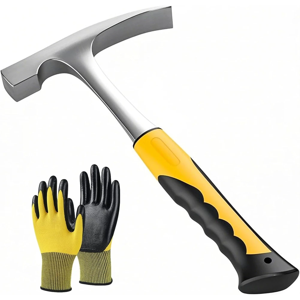 ABRW-Shock-Absorbing Grip Tinner's Hammer 30Oz- Forged-Steel Sheet Metal Hammer With Gloves- Used In For HVAC, Welding& Metal Wo