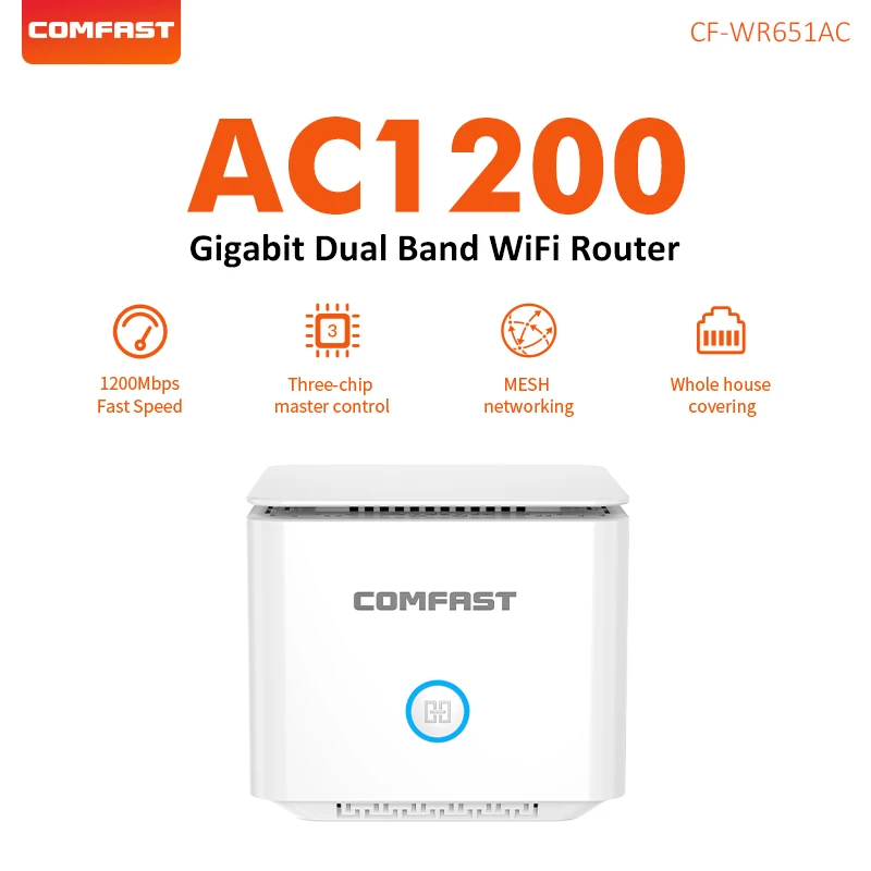 Comfast AC1200 WiFi5 Mesh System Wireless Router Wi-Fi5 Mesh WiFi Router up to 200 sq.ft. Wifi range extender