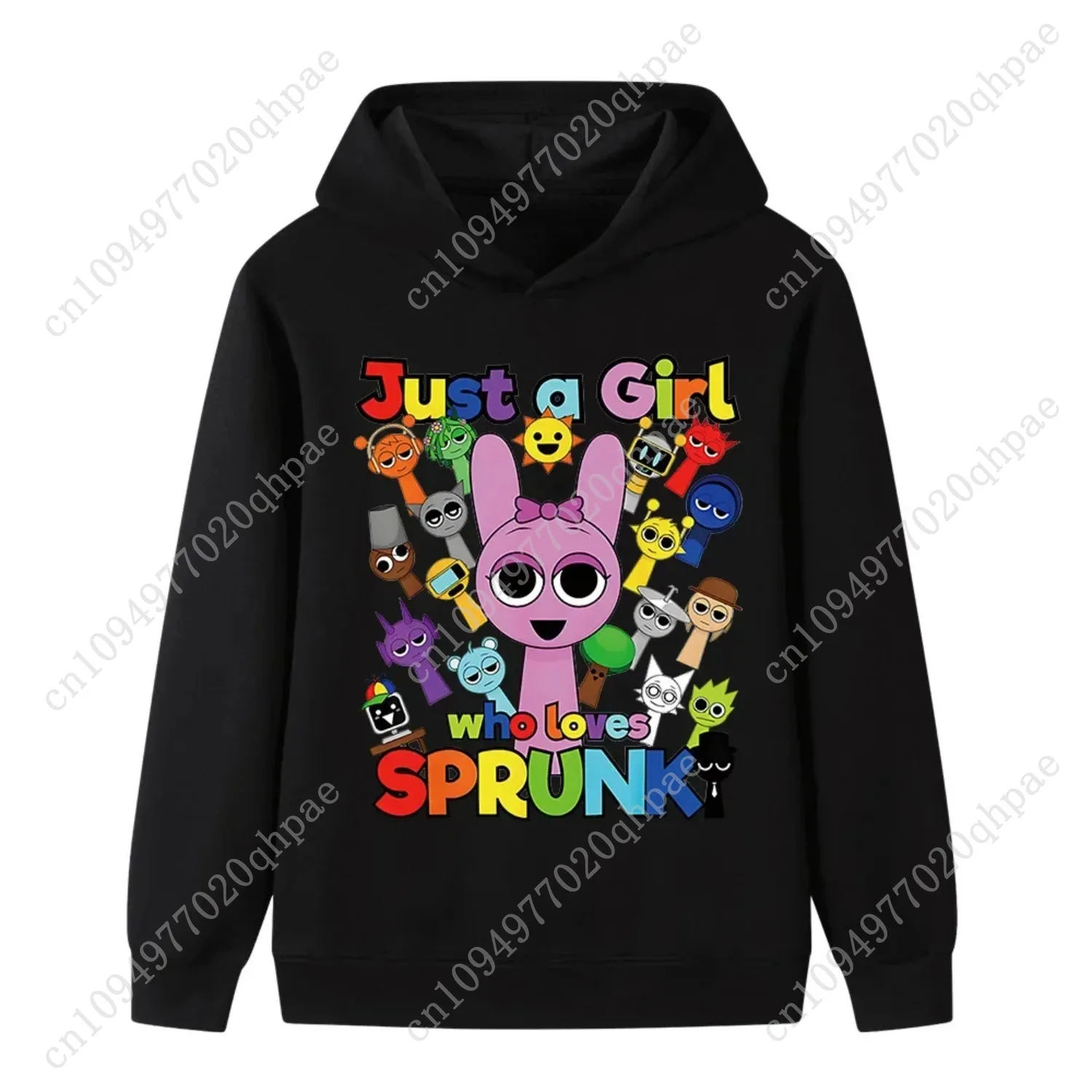 Cartoon fun Sprunki print children's hoodie boys and girls autumn and winter casual comfortable soft pullover hooded sweatshirt