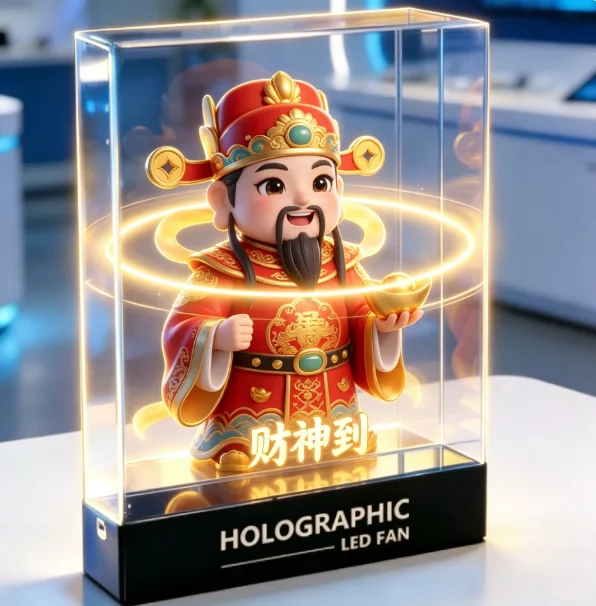 AI Animation Robot Display Transparent Screen 3D Hologram Desktop Birthday Gift Holographic Box