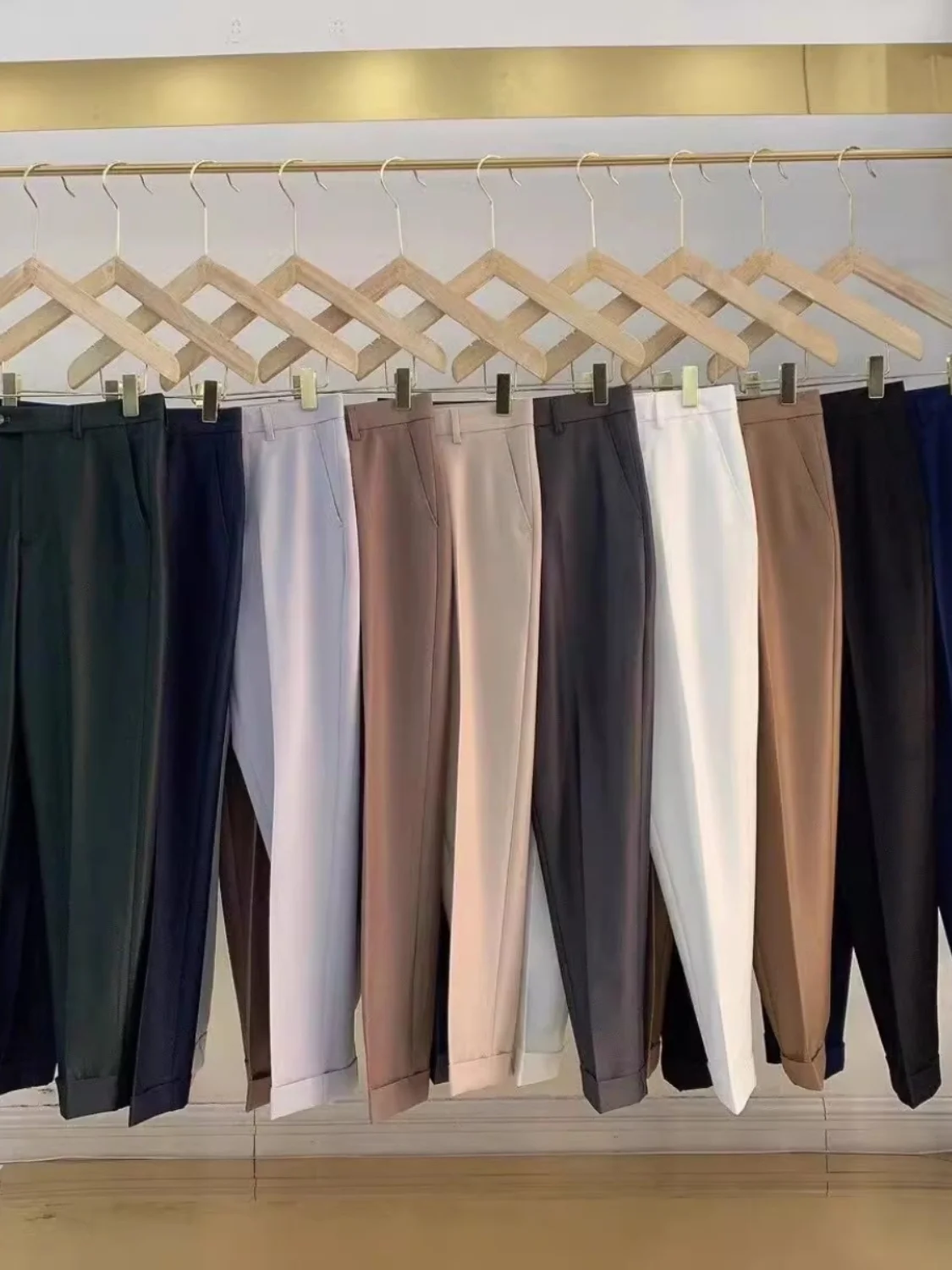 

New 2024 Men's Faion Casual Pants Multicolor No Ironing Slim Fit Cuffed Wear Resistant Urban Sle Youth Summer Leisure Tro...