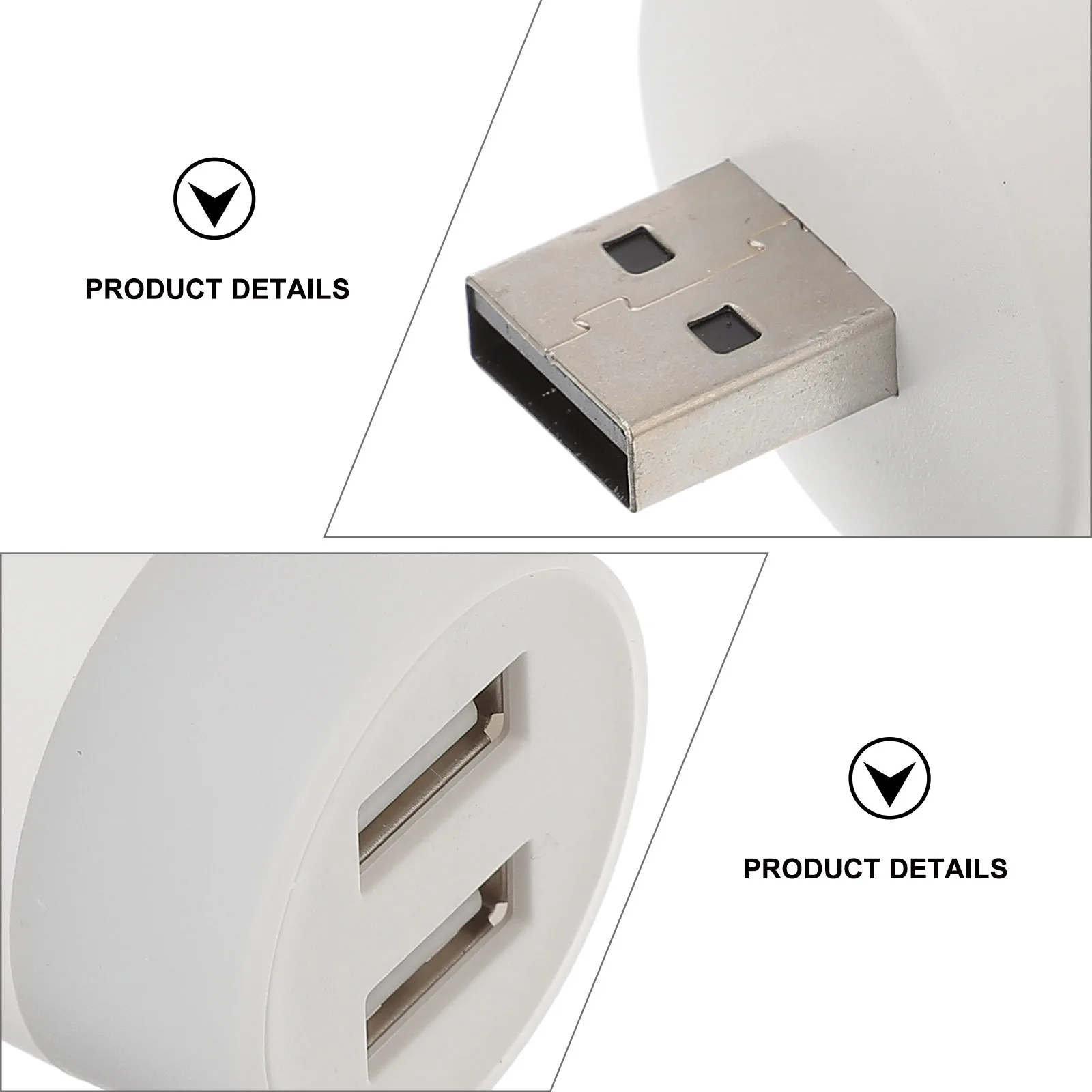 

2Pcs USB Expansion Night Light Compact Car Atmosphere Light USB Powered 2 Port Hub Splitter for Indoor Computer Power