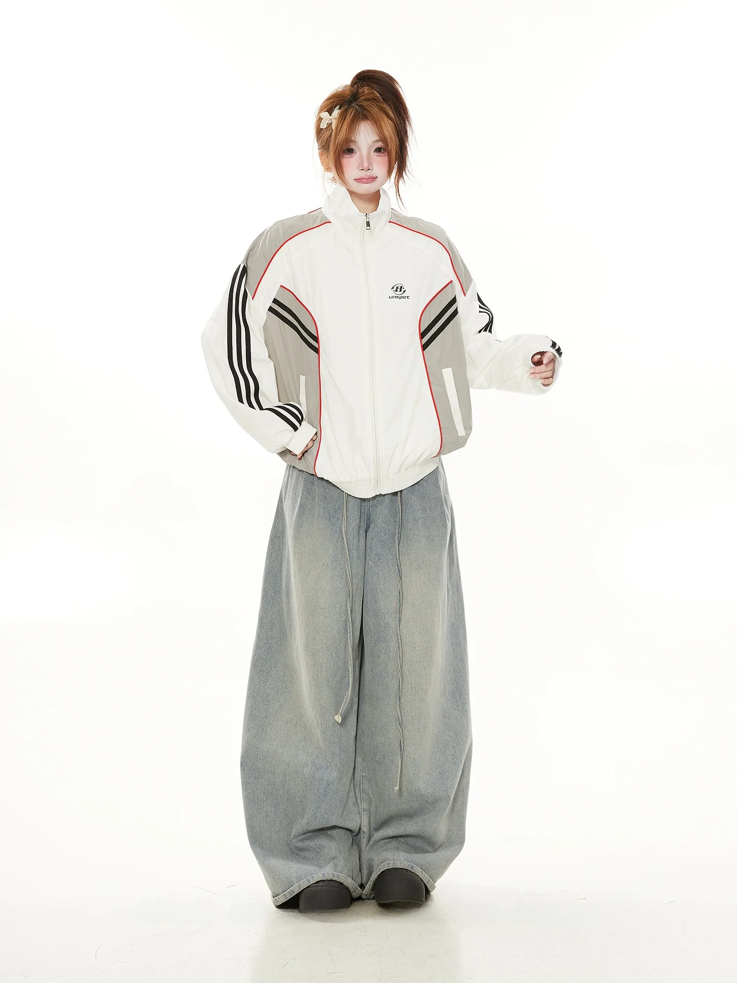 

Элегантная женская куртка в стиле пэчворк с воротником-стойкой, свободного кроя, в американском стиле, для весны и осени, новинка