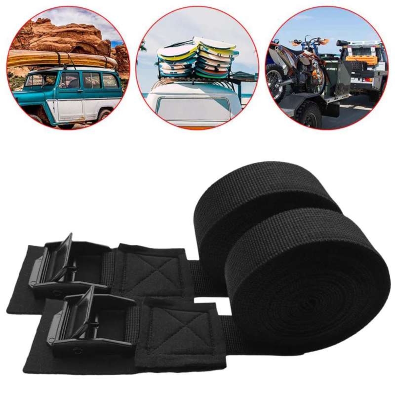 

2P 9.8in Tape Car Roof Rack Belt Luggage Kayak Surfboard Cam Buckle Lashing Tie Down Straps for Kayak Bicycle Surfboard