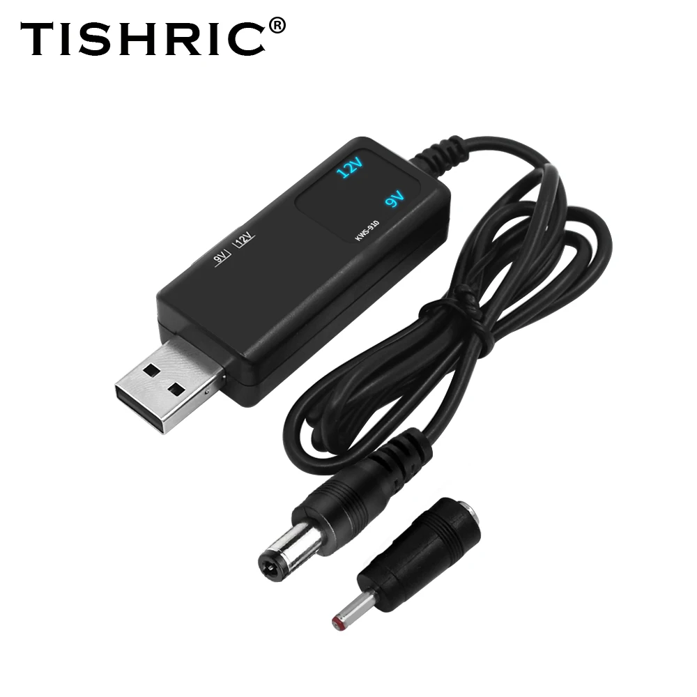 TISHRIC KWS-910 جهد العرض الأزرق USB إلى DC 5.5/3. 5 مللي متر راوتر بصري القط الداعم سلك تيار مستمر 5 فولت إلى 9 فولت/12 فولت USB كابل تعزيز الطاقة
