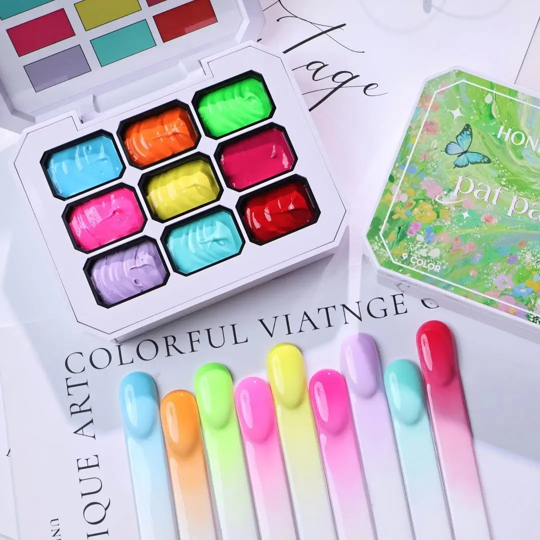 

1pc 9-Color Solid Nail Polish Pat Gel Painting Gradient Bright Gel Nail Art Creation Decoration Salon UV&LED DIY Summer Popular