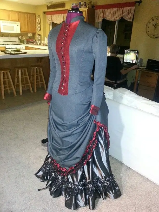 

18th Century Revolution Georgian Era Dress Victorian bustle dress Ball Gown Costume victorian mourning dress