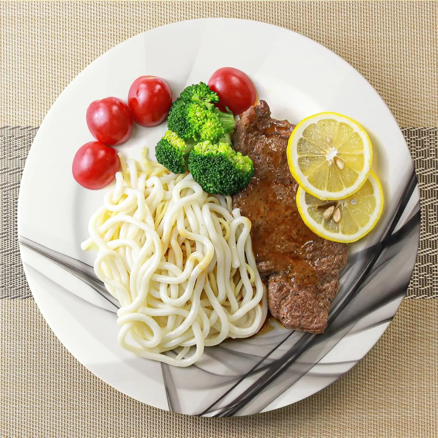 Ceramic Dinner Plates Set of 6, 10.5 inch Dish Set Microwave, Oven and Dishwasher Safe, Scratch Resistant, Kitchen Porcelain Ser