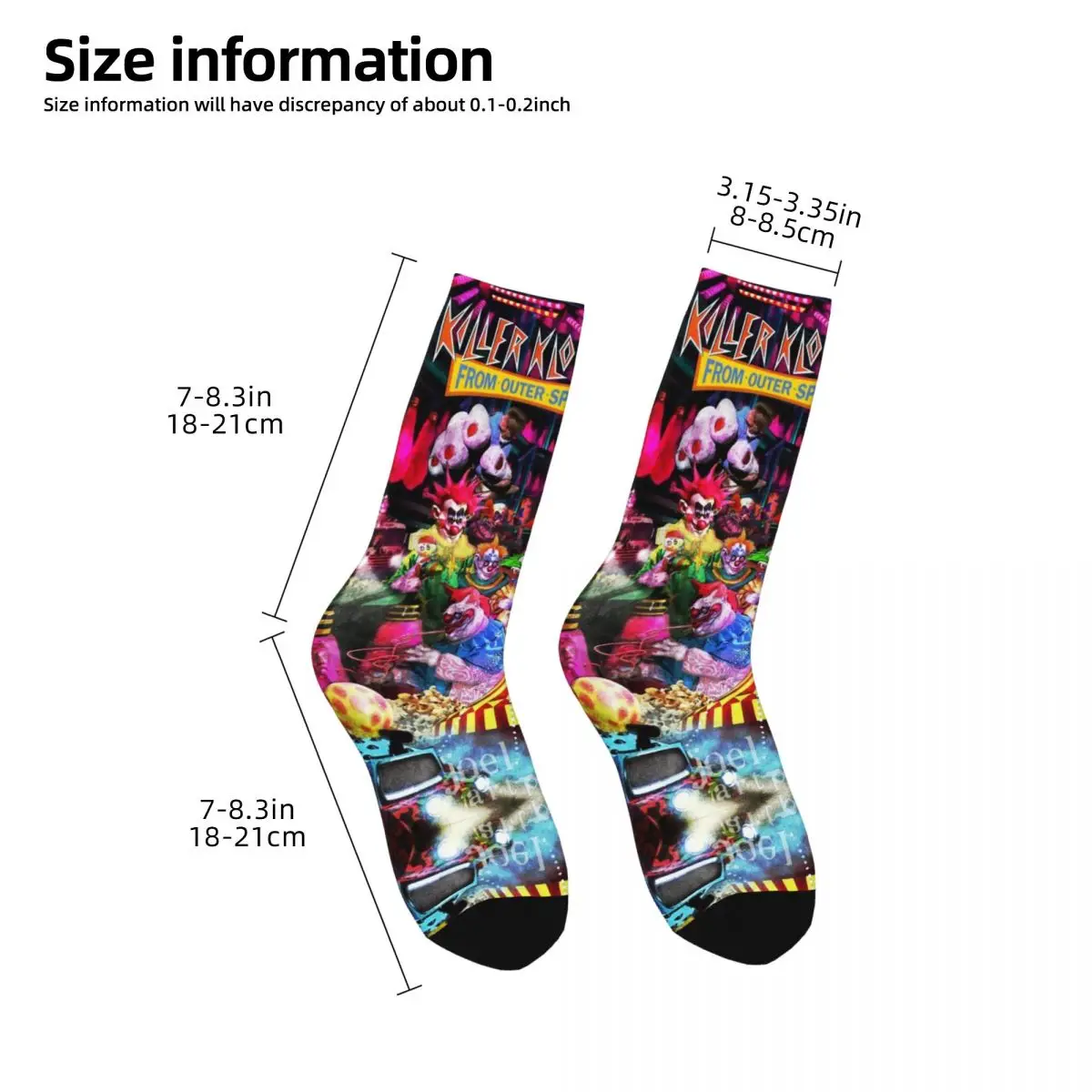 Palhaços assassinos Unisex 3D Print Socks, Crazy Street Style Sock, Crazy Horror Film, Corrida, Espaço Sideral