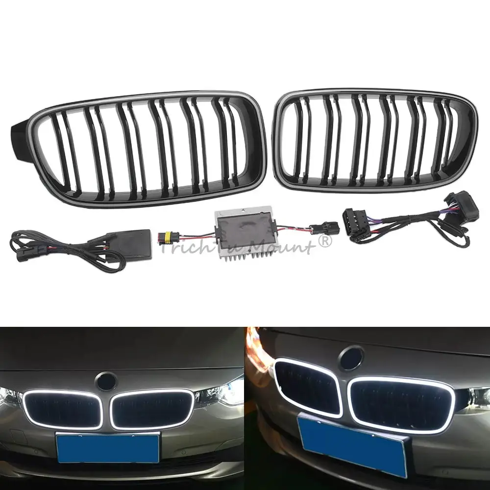 

LED Light Front Bumper Racing Grille Kidney Grills For BMW 3 Series F30 F31 320i 328i 328d 330e 330i 335i 340i 2012-2018