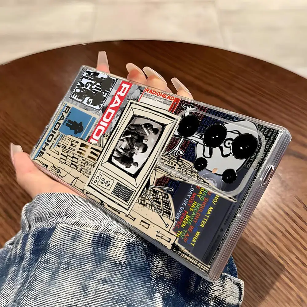 Vintage Rock Band Radiohead Phone Case For Samsung S26 S25 S24 Ultra S23 Fe S22 S20 S21 Plus Plus 5G Fe Transparent Cover
