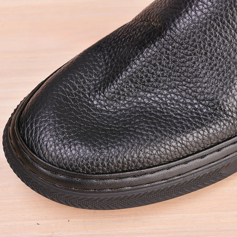 British Style Men\'s Genuine Leather Shoes Breathable Casual Sewing Loafers Handmade Comfortable Designer Flats Black M2669