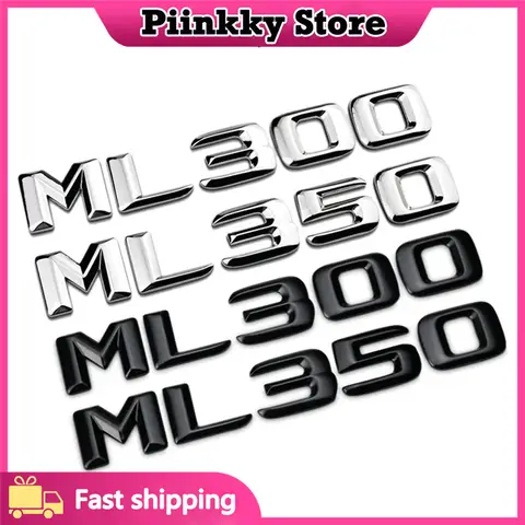 자동차 글자 트렁크 엠블럼 배지, ML250 ML270 ML300 ML320 ML 350 500 글자 로고 스티커 액세서리, 3D ABS 블랙 크롬