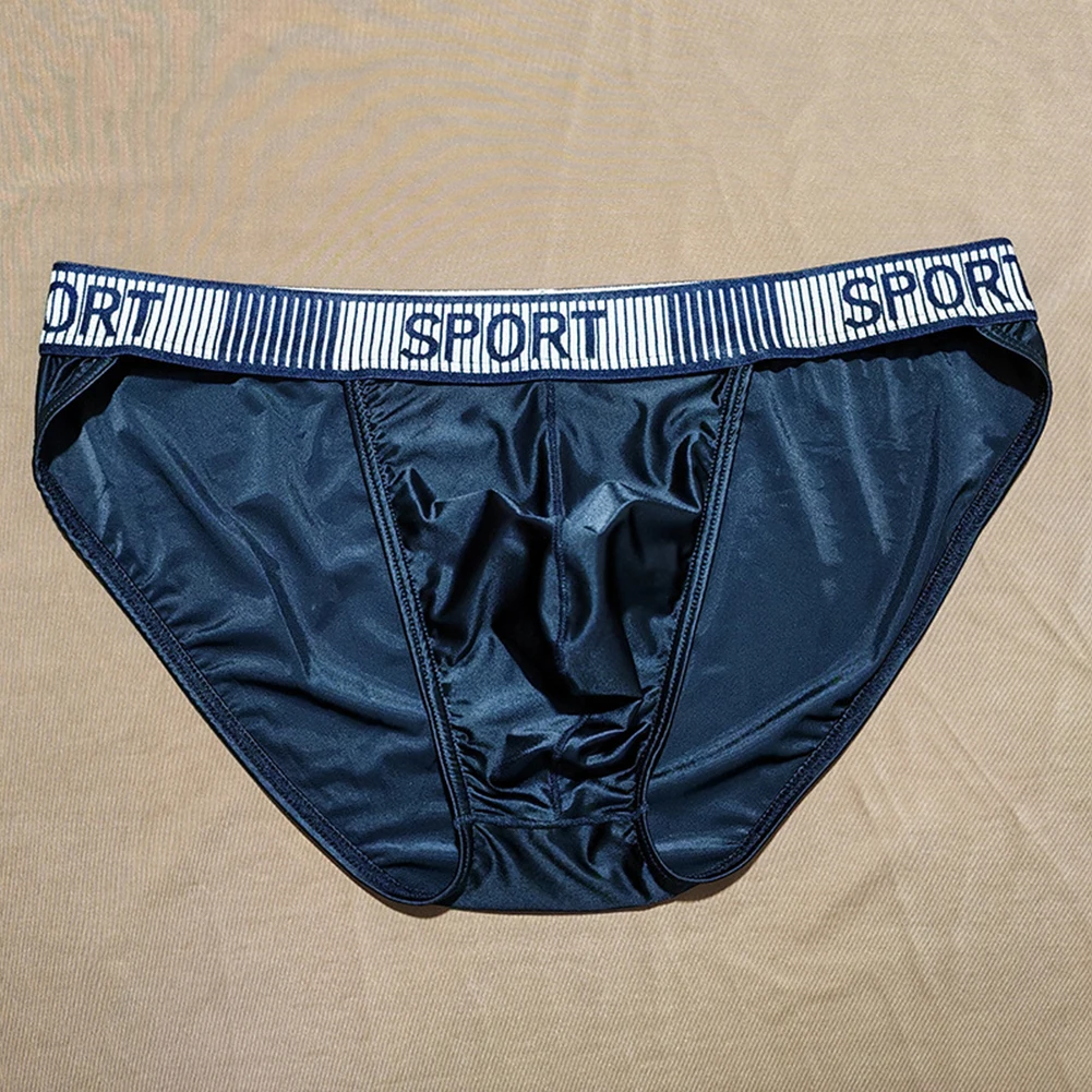 

1pc Fashion Sports Men's High Cut Briefs Comfortable Bulge Pouch Intimate Underwear Smooth Silky Sexy Panties For Man