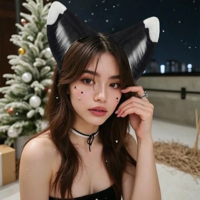 

Cats Ear and Wolf Foxes Animal Tail Cosplay Costume Faux Furs Headband Headdress