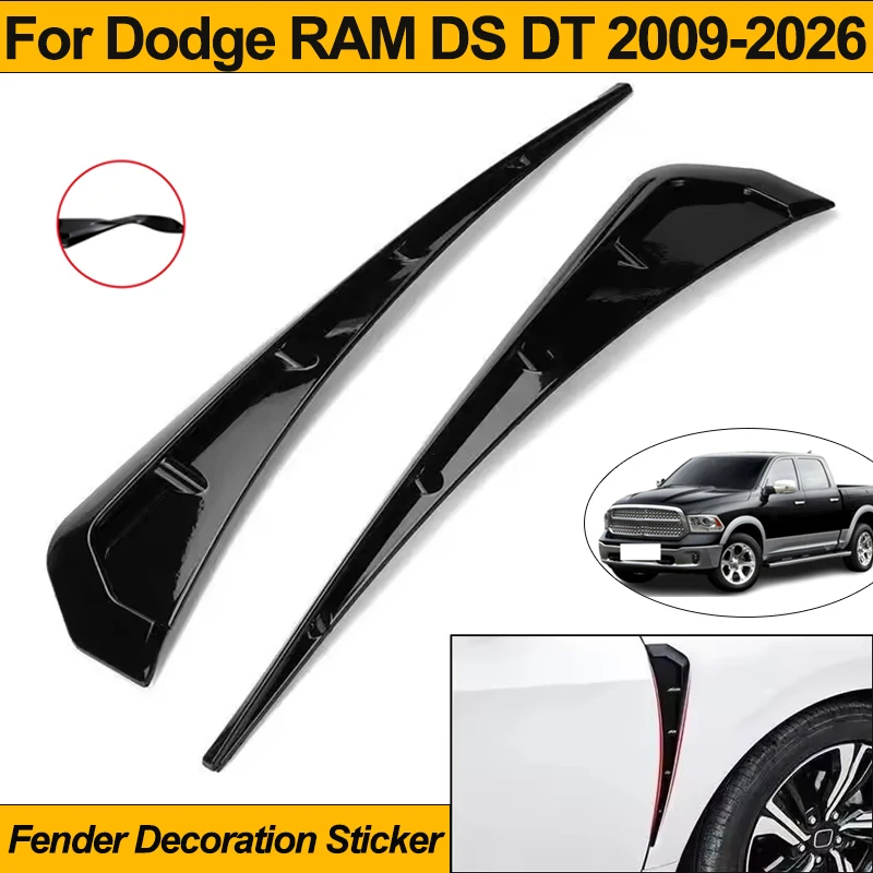 For Dodge RAM DS DT 2009-2026 2Pcs Side Fender Spoiler Wind Knife Side Gills Air Vent Decor Stickers Car Styling 2010 2011 2025