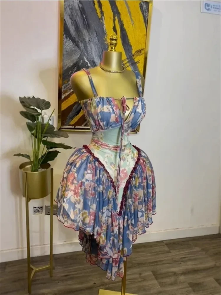 

Женское сексуальное утягивающее платье без рукавов с высокой талией и открытой спиной с принтом, элегантный красочный дизайн на день рождения для ночного клуба, праздничная одежда