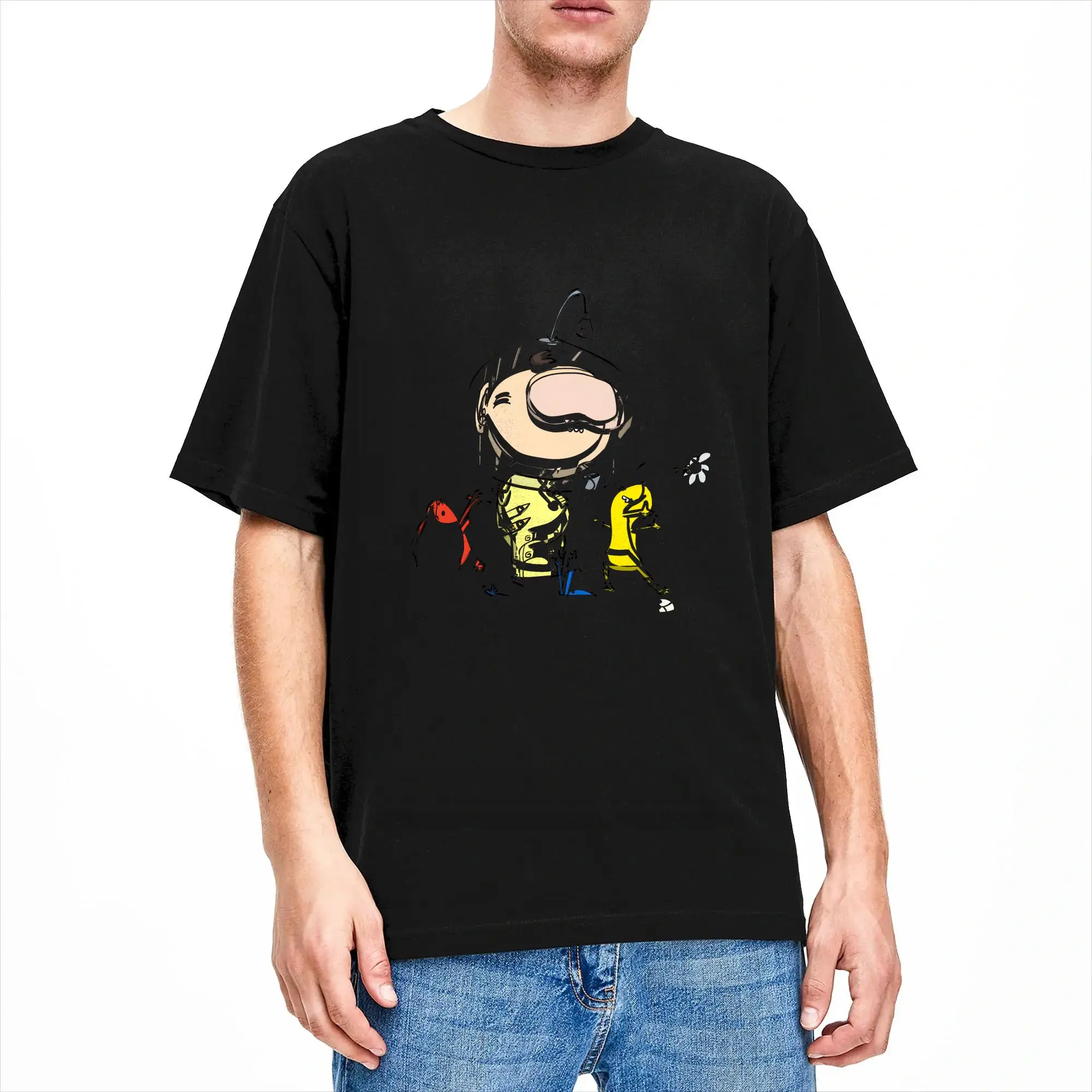 Vintage T-Shirt Summer Meeting Intelligent Life Form Cool T Shirts Pikmins Cotton Tshirt for Men Y2K Basic Short Sleeve Clothes