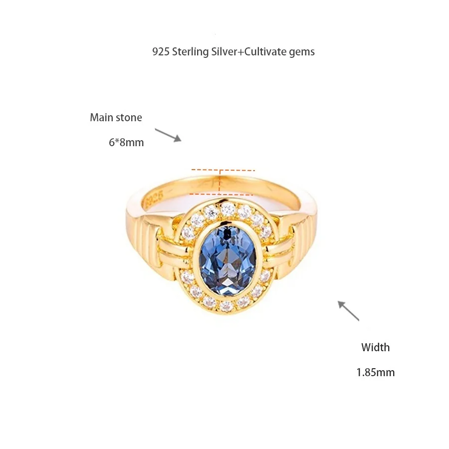 Apaison 6*8 mm High Carbon Diamond Women Ring Wedding Engagement Gold Plated Jewelry