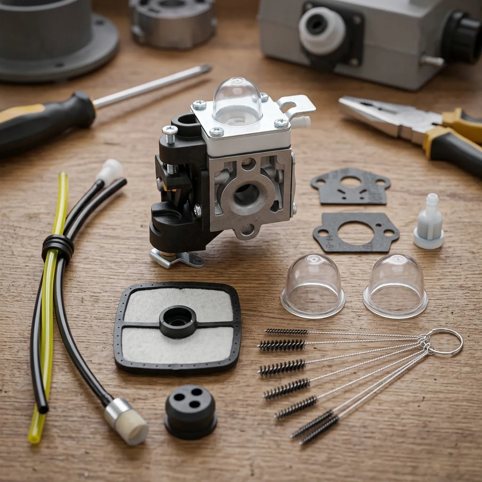 Comprehensive Carburetor Maintenance Kit for Echo PB250 and ES250 Features for Air Filter Gaskets Fuel Line and Brush Tool
