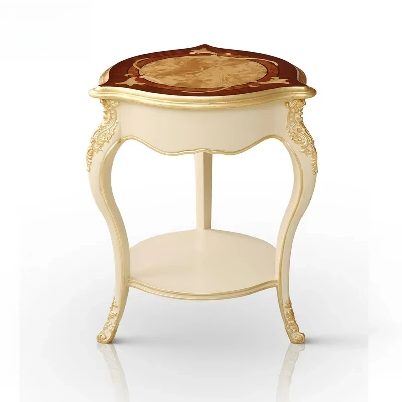 

Antique living room furniture high-gloss sofa side table square/round solid wood corner coffee table