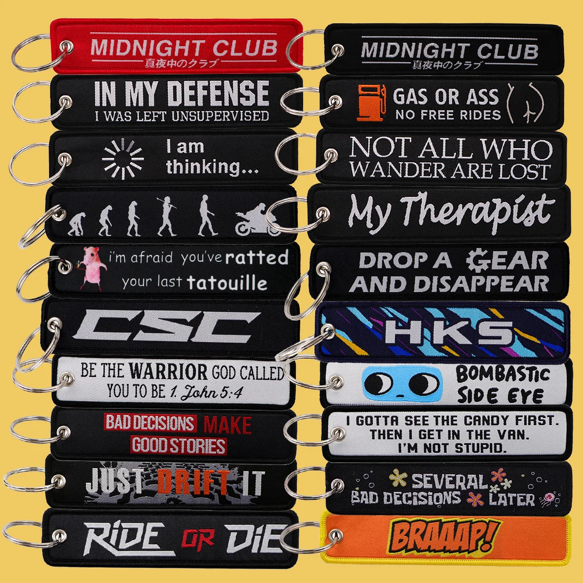 Midnight Club Keychain for Motorcycle Funny Quotes Key Chain for Women Men Gifts and Cars Embroidery Key Tags Fans Gift