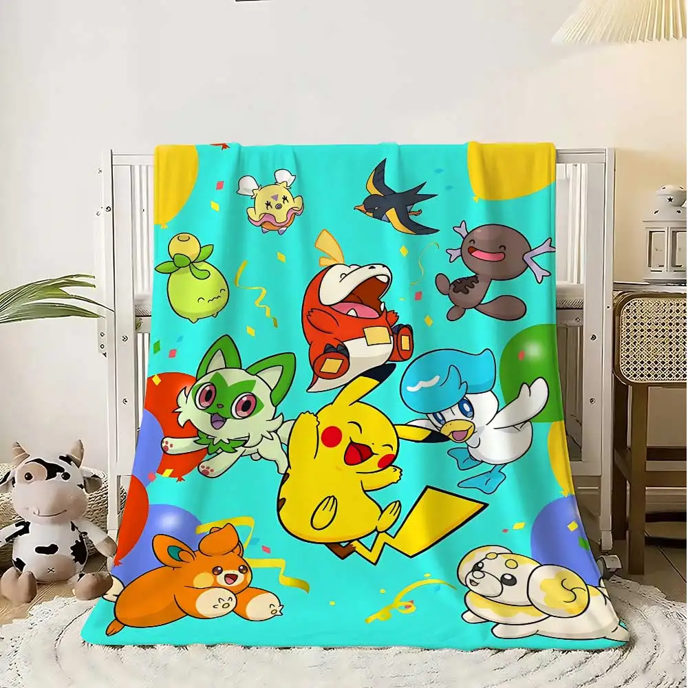 Kawaii pokes-mons shaggy lance cobertor sofá inverno fofo cobertores macios para cama decoração do quarto casa colcha o joelho quente