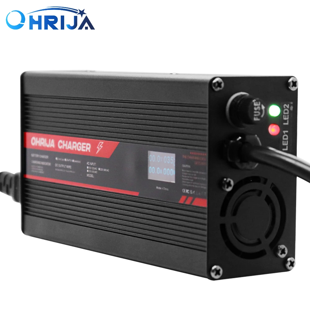OHRIJA 스마트 알루미늄 충전기 케이스, OLED 디스플레이 고속 충전기, LiFePO4 배터리, 20S, 64 V LCD 디스플레이에 적합, 73V, 10A