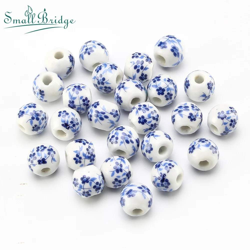 8 10MM Retro Color Ceramic Beads For Bracelet Jewelry Making DIY Accessories Applique Round Smooth Pattern Porcelain Bead Crafts