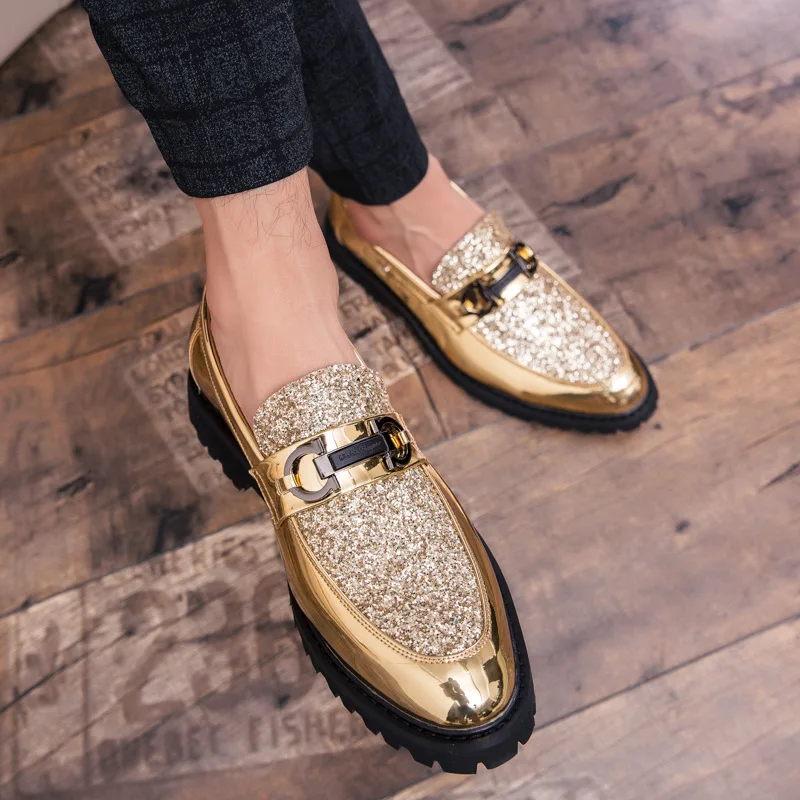 New Autumn Business British Men's Casual Leather Shoes Trendy Bright Leather Work Shoes Large Size Elevated Leather Shoes