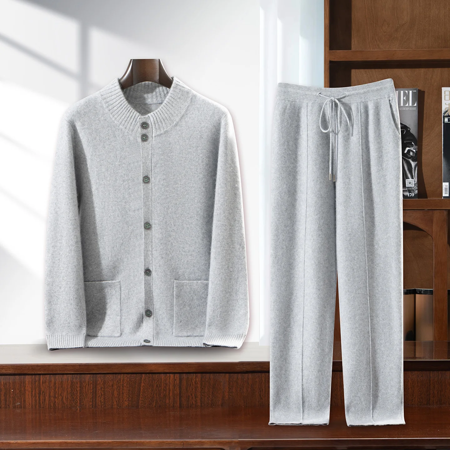Knitted Cardigan Men - Autumn Winter Thick Set 100% Cashmere