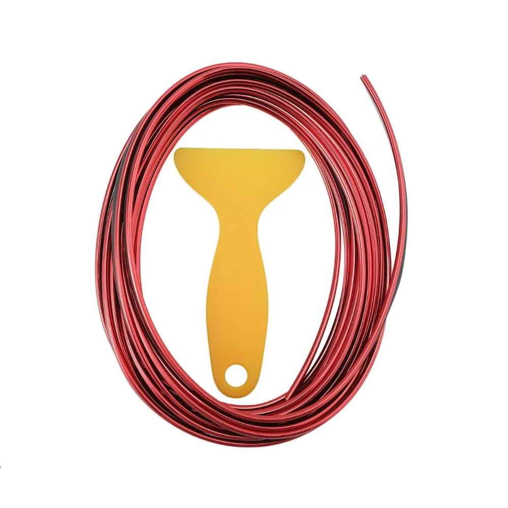 5M Red Universal Car Moulding Decoration Flexible Strip Interior Dashboard Panel Door Gap Edge Line Insert Molding Trim Strip