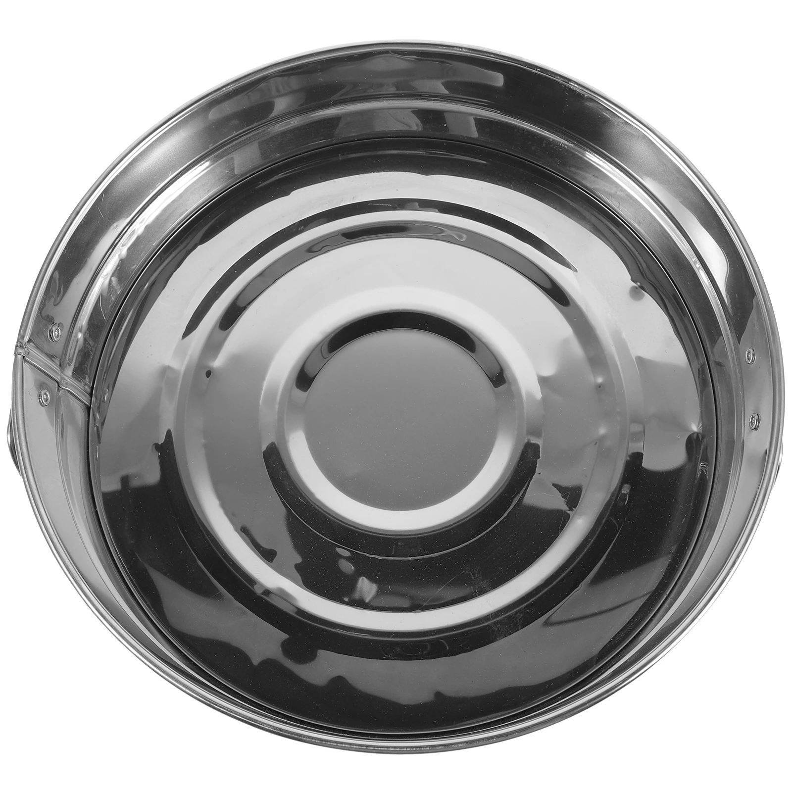 

Stainless Steel Round Plate with Handles Large Capacity Rust Resistant Serving Tray for Home Kitchen Restaurant