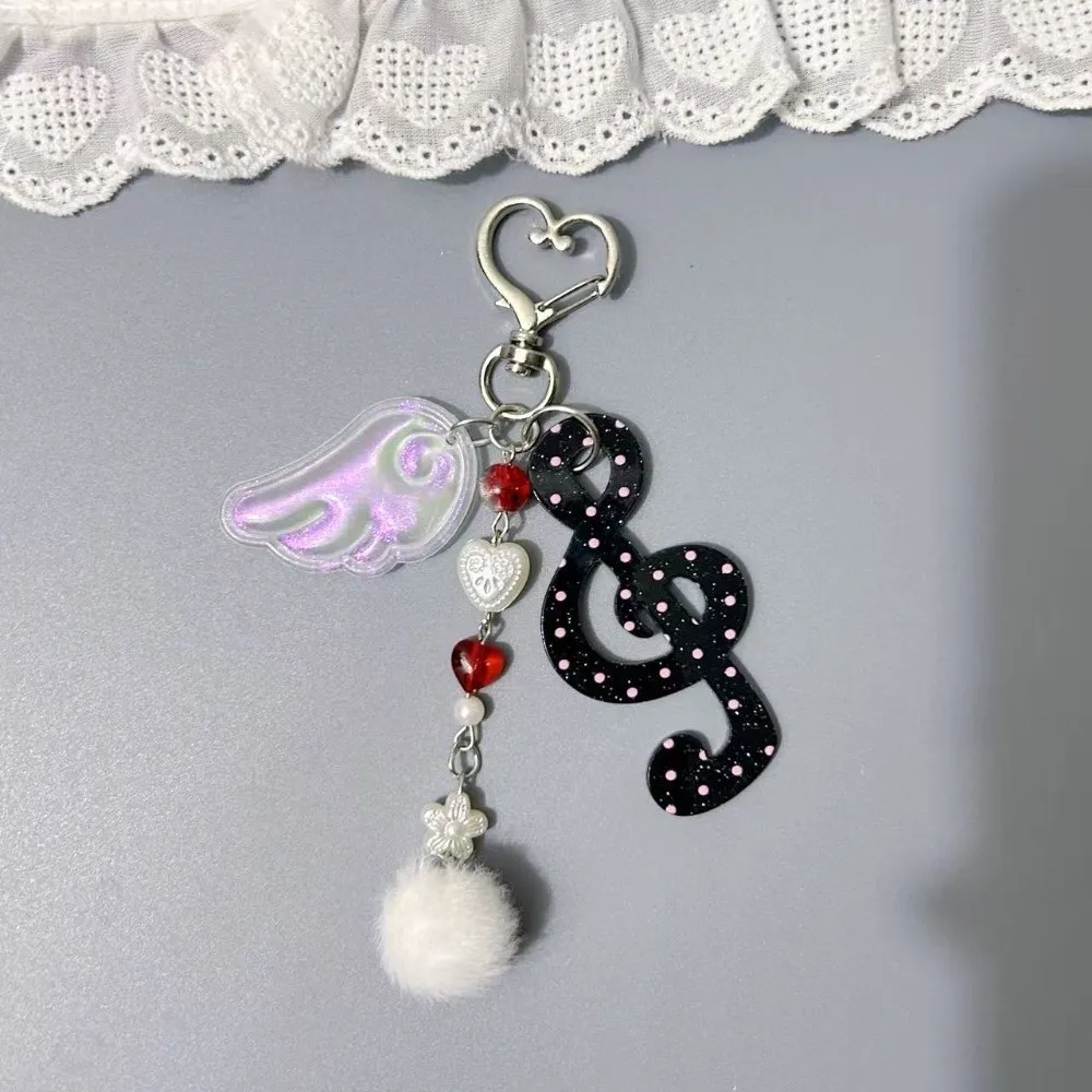 Acrylic Material Music Note Keychain Polka Dot Pattern Star Shape Ita Bag Charm Stripe Pattern Wings Design Cartoon Key Holder