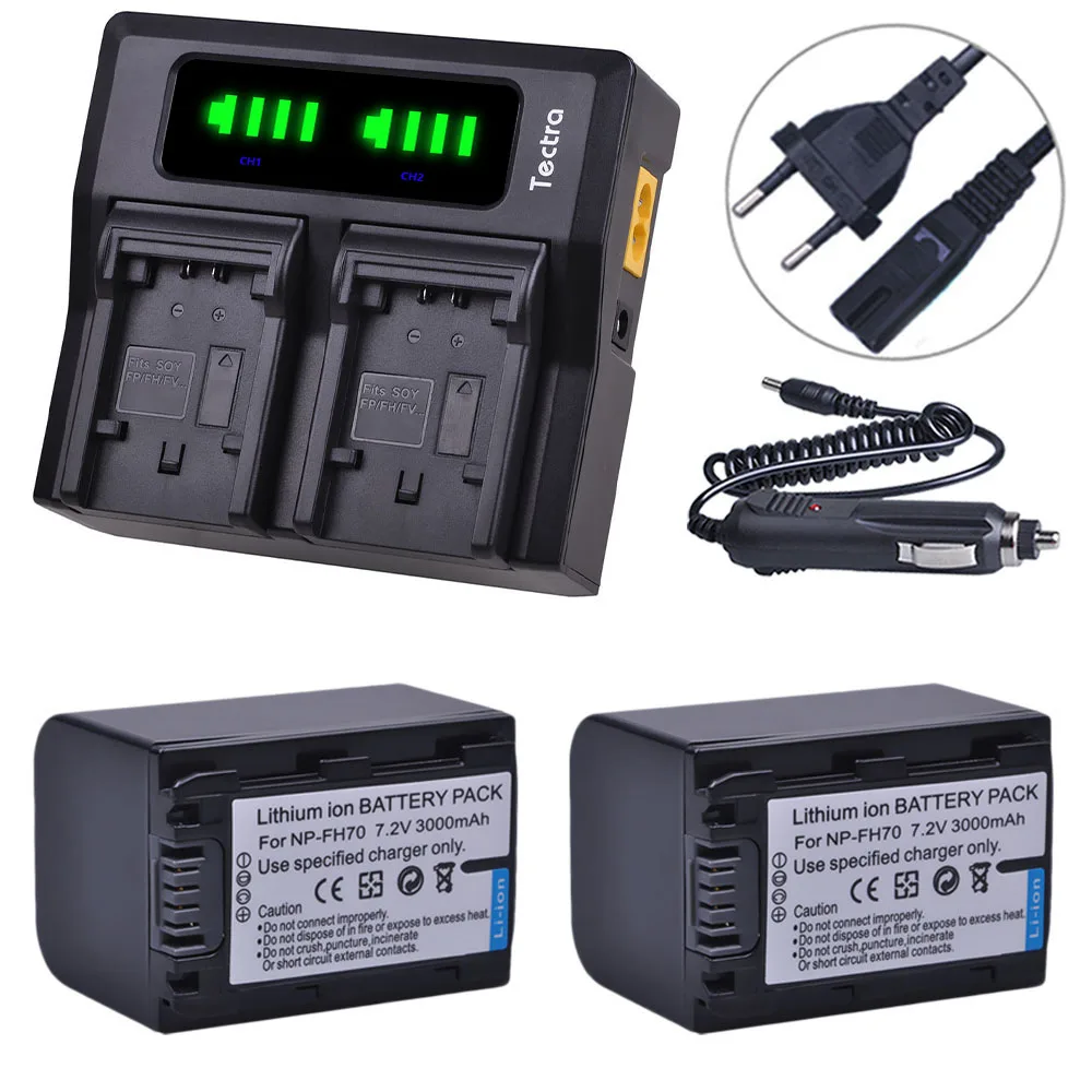 NP-FH70 NP FH70 Battery+LED Dual Quick Charger for Sony NP-FH30 NP-FH40 NP-FH60 NP- HDR-XR DVD105 HC28 SR300 SR200 SR82 DVD408