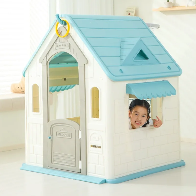 子供用おもちゃテント プラスチック製プレイハウス 室内屋外兼用 ごっこ遊びハウス ドアと窓付き 安全で安定した子供用ゲームハウス 男の子女の子向け