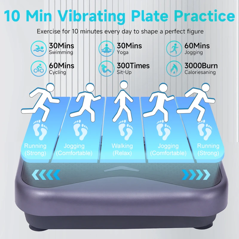 Home Use Electromagnetic Steel ABS 150kg Load Remote Control Music Built-In Low-Impact Body Exercise Vibration Platform