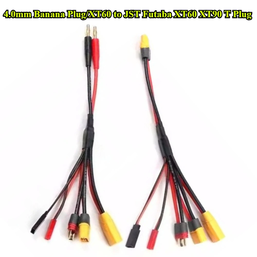 

Кабель-адаптер 5-в-1 для зарядных устройств RC: XT60/4.0мм (банан) на JST Futaba XT60 XT90 T-Plug для аккумуляторов Imax B6 ISDT