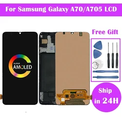 Super AMOLED For Samsung Galaxy A70 LCD A705 A705F SM-A705F LCD Display + Touch Screen Digitizer Assembly A70 LCD + Frame