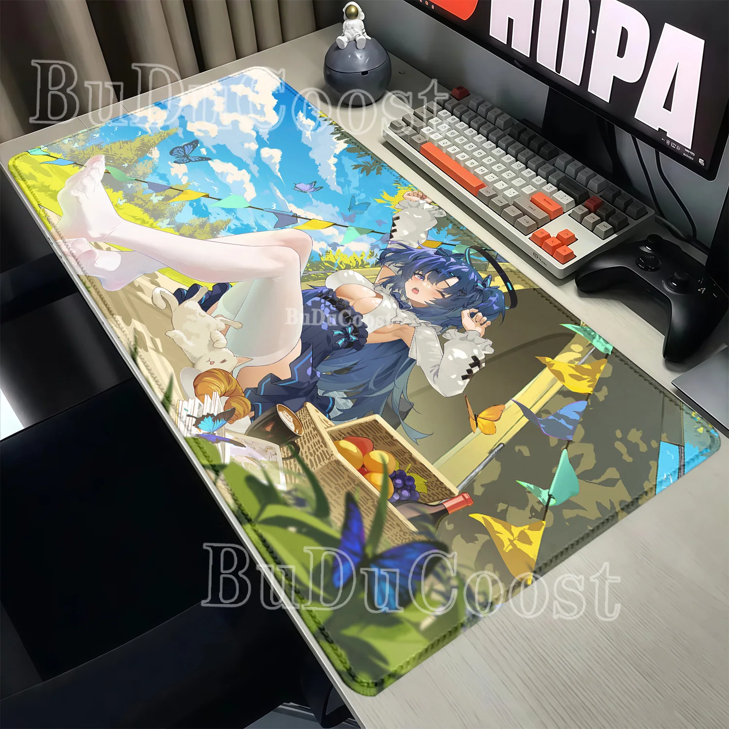 XXL Mouse Pad Gaming Blue Archive Hayase Yuuka Anime Girl HD Printing Overlock Mousepad Larger Office Keyboard Non-slip Desk Mat