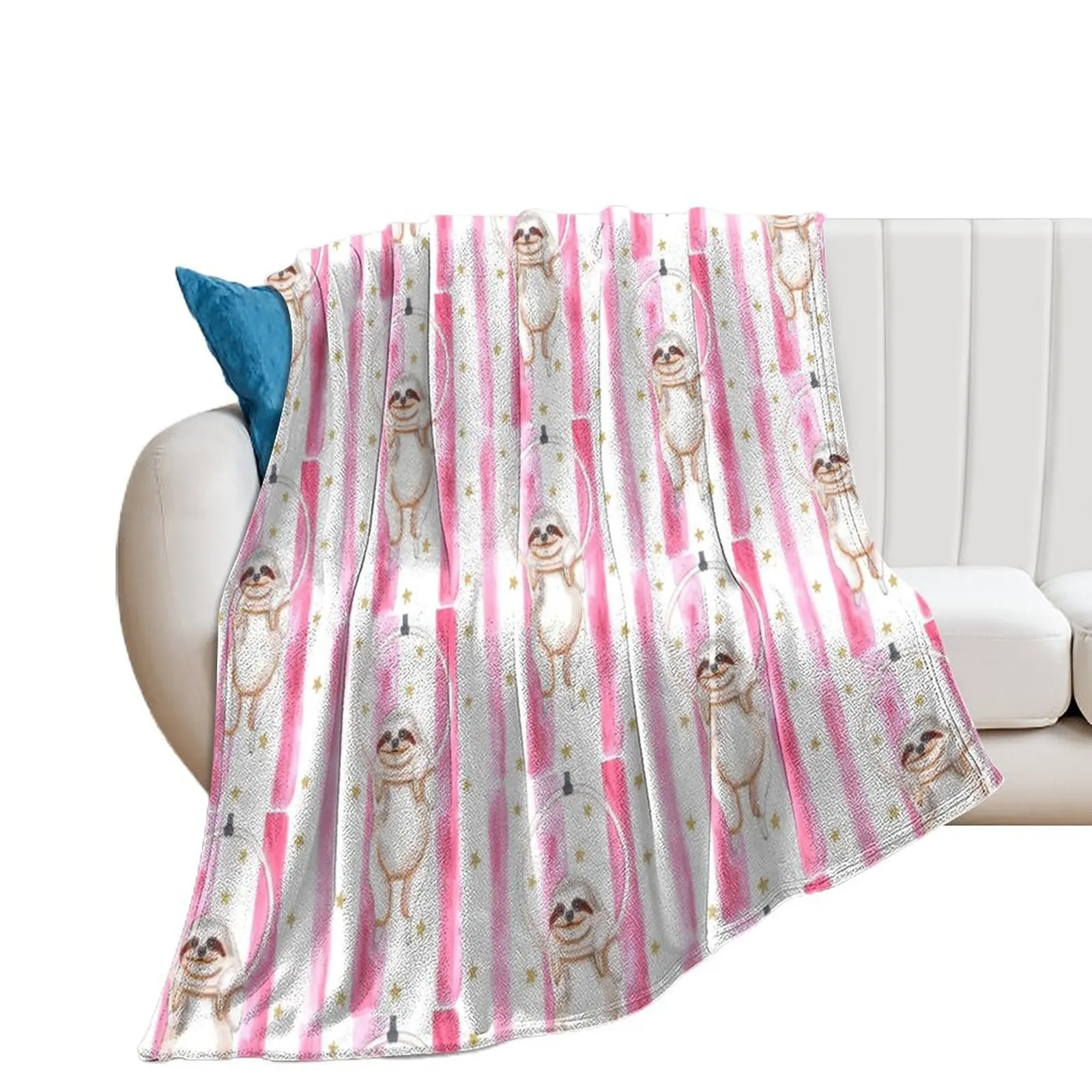 

Circus Sloth Watercolor Throw Blanket blankets ands warm for winter Plaid on the sofa Beautifuls Blankets