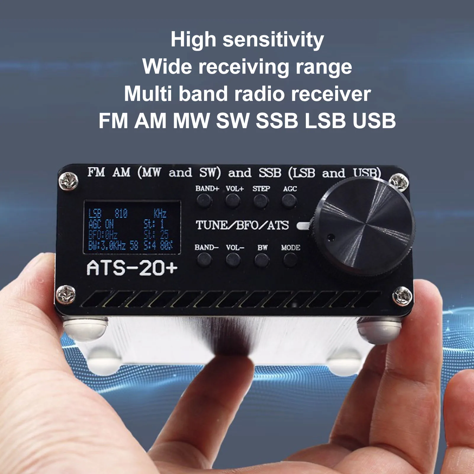 Radio Receiver Easy To Read Portable ATS 20+ World Band Digital Receiver Professional Lightweight for Home for Outdoor Camping