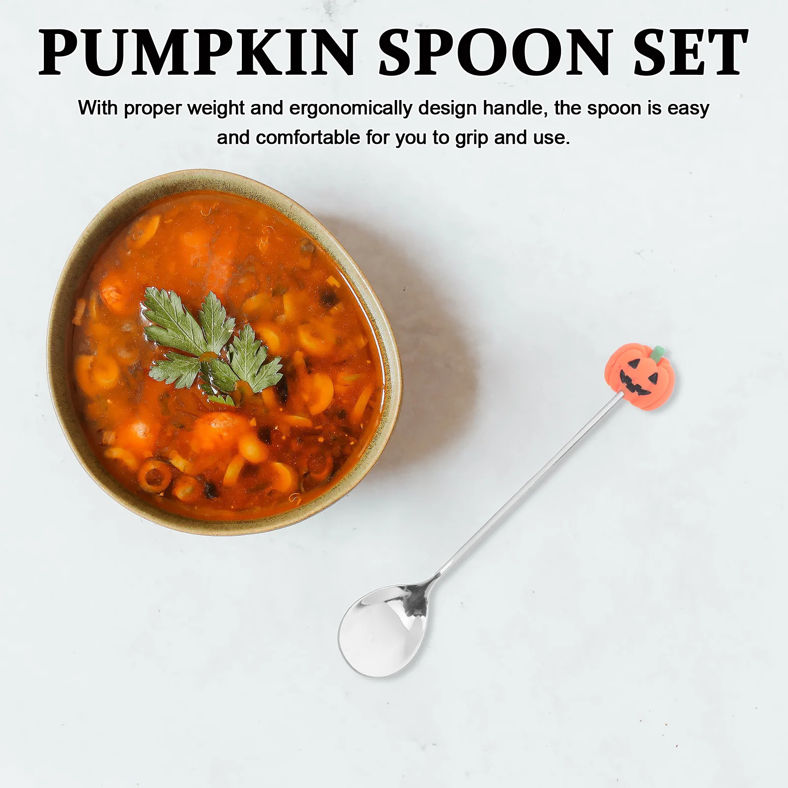 

6 шт., ложки для Хэллоуина с дизайном тыквы, десертные ложки из нержавеющей стали, ложка для торта, многофункциональная посуда для ужина, многофункциональная ложка